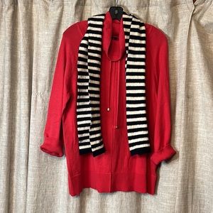 Cowl neck long red sweater